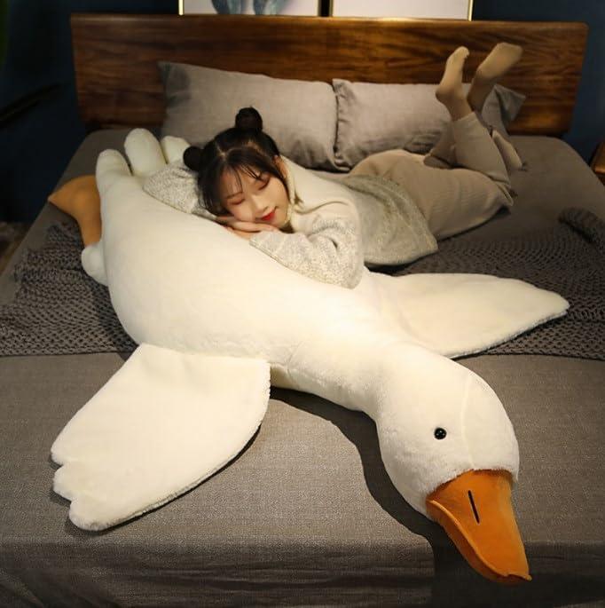 Goose Stuffed  Giant White Goose Plush Pillow,Cute Duck  Soft Hugging Swan Plush Pillow Gifts for  Adults(35in)