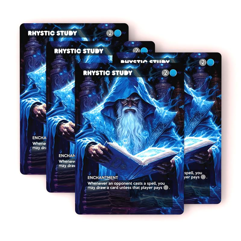 Rhystic Study Proxy Playset - (4 Copies) Perfect for Your Commander Deck