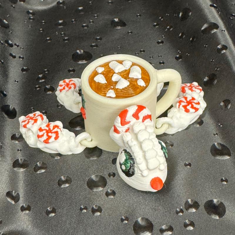 3D Printed Peppermint Hot Cocoa Turtle Super Cute Fully Articulating