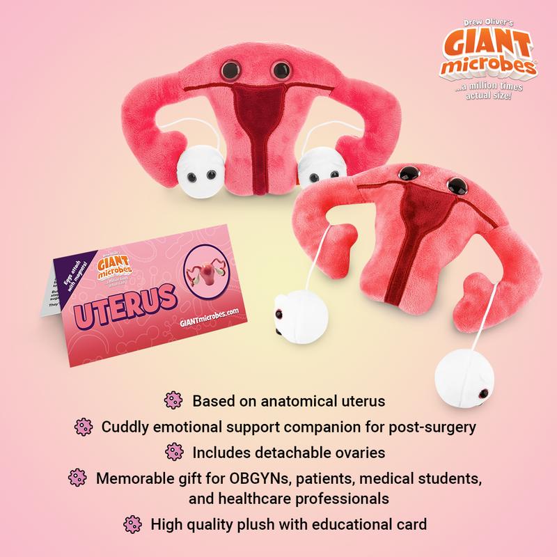 GIANTmicrobes Uterus Plush, Uterus Gifts, Hysterectomy Gifts, Obgyn Gifts, Feminist Gifts, Fertility Gift, Uterus Stuffed Animal, Endo Gifts