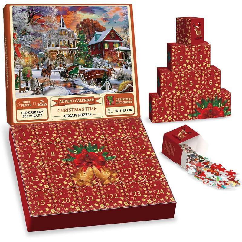 Adult Christmas Countdown calendar Puzzle 1000 pieces, Christmas Countdown Festival, Winter 2024 beautiful snowman