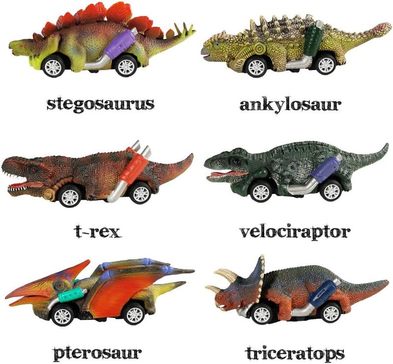 Dinosaur Toy Pull Back Cars,6 Pack Dino Toys for 3 Year Old Boys Girls and Toddlers,Boy Toys Age 3,4,5 and Up,Pull Back Toy Cars,Dinosaur Games with T-Rex