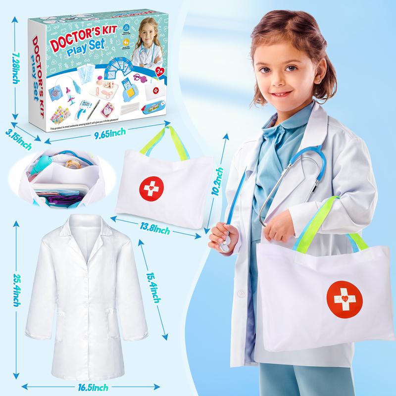 Doctor Kit for Toddlers 3-5, 40 Pcs Kids Doctors Play Set with Talking Flash Cards, Stethoscope, Pretend Play Medical Kit for Kids, Christmas Birthday Gifts for Kids Toddlers