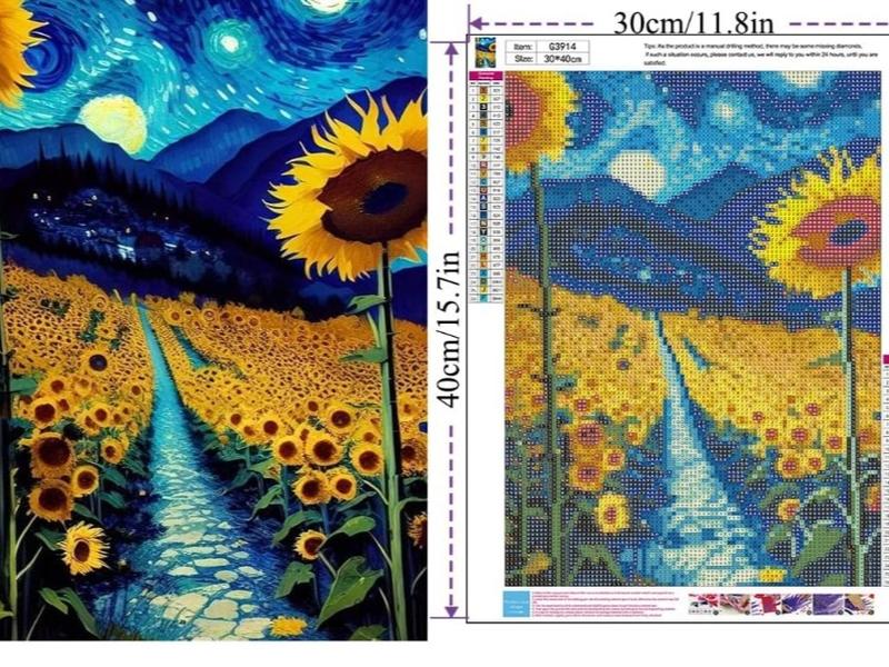 DIY Sunflower Diamond Painting Kits for Adults, 5D Diamond Art Painting for Beginner Arts Craft 12x16inch