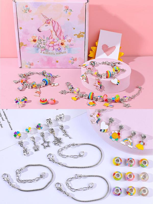 Unicorn Themed Jewelry Making Kit, Including Beads & Charms & Accessories, Diy Jewelry Making Kit for Bracelet Necklace Earrings Making, Cute Gift for Girls