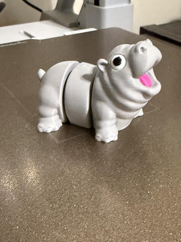 Baby Moo Deng Hippo Flexi Fidget Toy 3D Printed Ornament Stocking Stuffer