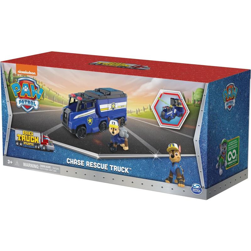 Paw Patrol, Big Truck Pup’s Chase Transforming Toy Trucks with Collectible Action Figure, Kids Toys for Ages 3 and up