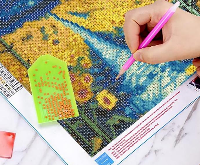 DIY Sunflower Diamond Painting Kits for Adults, 5D Diamond Art Painting for Beginner Arts Craft 12x16inch