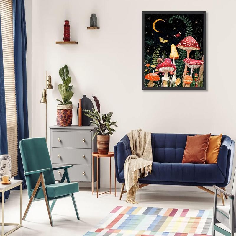 2 Pack Diamond Painting Kits for Adults,5D DIY Mushroom Forest Full Drill Round Art Gems with Moon Diamond Art Perfect for Home Wall Decor Diamond Dotz Inch12x16