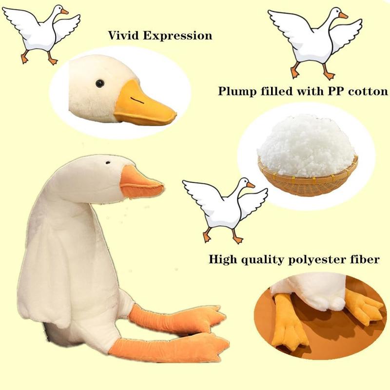 Goose Stuffed  Giant White Goose Plush Pillow,Cute Duck  Soft Hugging Swan Plush Pillow Gifts for  Adults(35in)