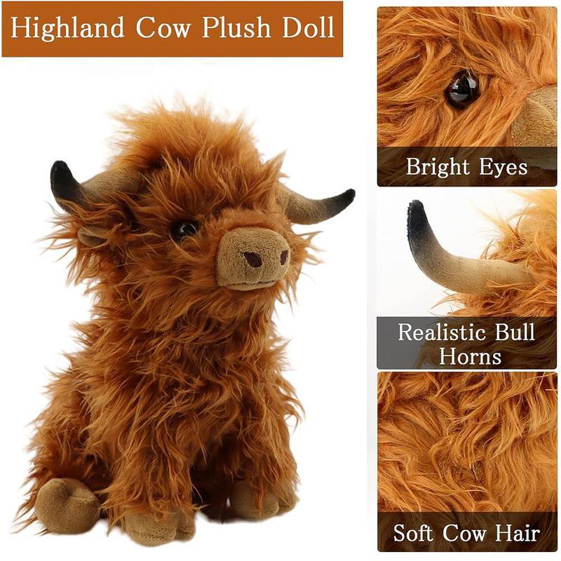 Highland Cow Plush Toy, 1 Count Cute Stuffed Animal Toy, Soft Plush Toy, Comfortable Hand Feel, Best Home Decoration, Christmas Gift