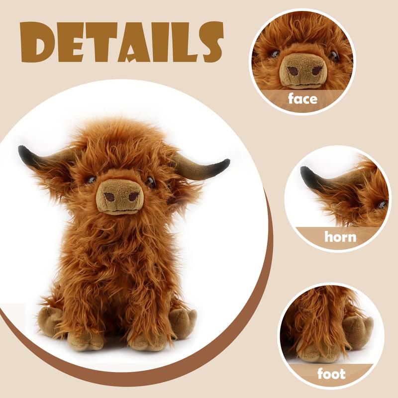 Highland Cow Plush Toy, 1 Count Cute Stuffed Animal Toy, Soft Plush Toy, Comfortable Hand Feel, Best Home Decoration, Christmas Gift