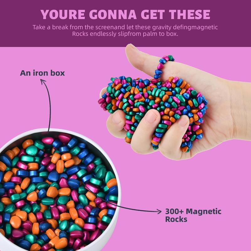 Magnetic Ferrite Putty Rocks,Multicolor More Than 300 Weak Magnetic Smooth Ferrite Pebbles, Magnet Rock Desk Toys and Time-Killer for Adults