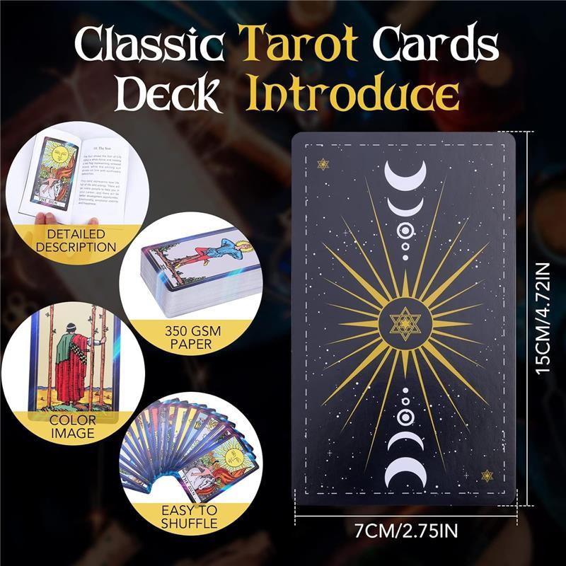 18-Piece Tarot Card Set | 78 Cards, Crystal Jars, Chakra Stones, Pendulum, Cloth & Velvet Bag | Beginner-Friendly Guide Book