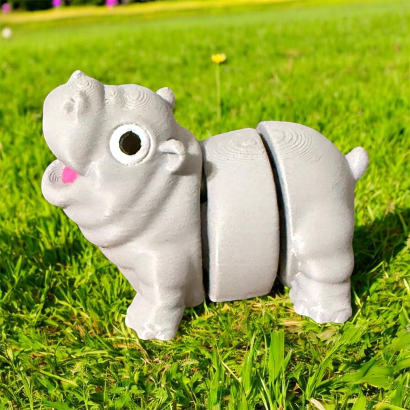 Baby Moo Deng Hippo Flexi Fidget Toy 3D Printed Ornament Stocking Stuffer