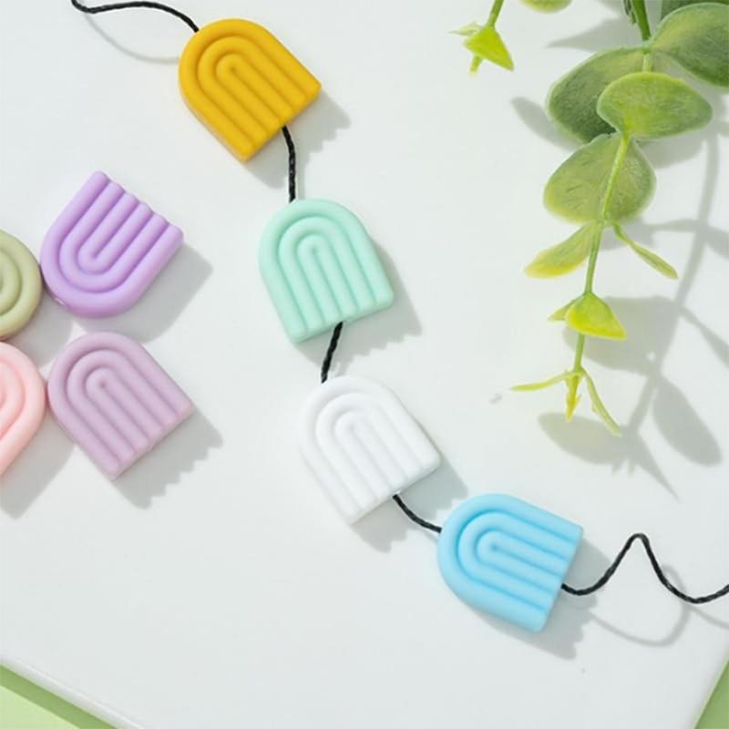 Silicone Rainbow Arch Shaped Bead, 10pcs DIY Jewelry Making Supplies for Bracelet Necklace Keychain Phone Chain