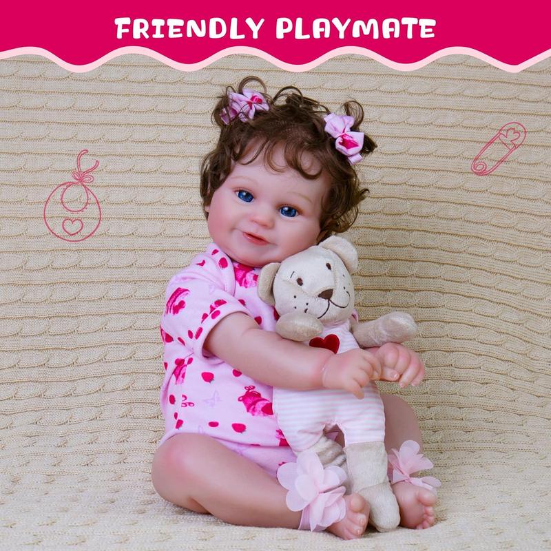 Lifelike Reborn Baby Dolls Girl-20- Inch Reborn Baby Dolls with Hair Baby Doll That Looks Real Girl Cloth Body Baby Dolls with Complete Accessories for Kids 3+, Lovely& Pretty Girls