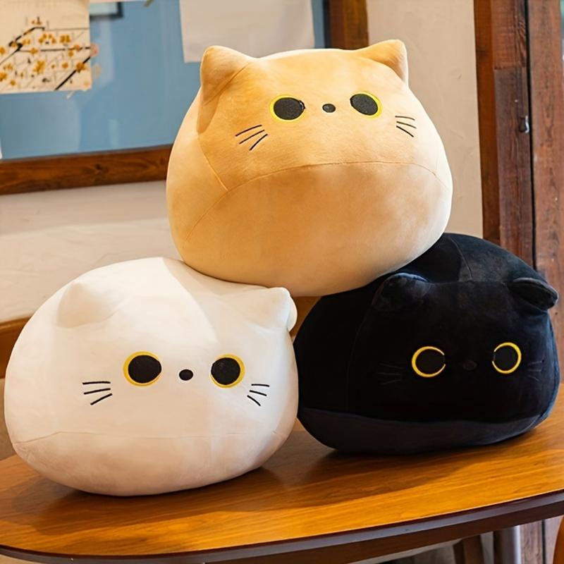 1 4Pcs 3D Cat Plush, Soft Cute Cat, Plush Stuffed Animal Kawaii Cushion for Home Decor, Birthdays, Valentine's Day, Accessories