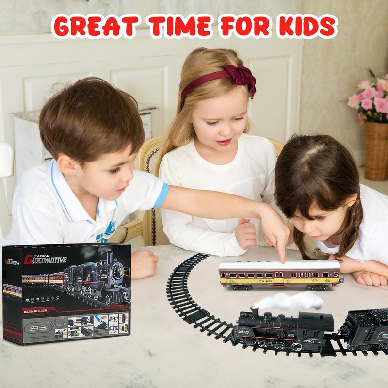 Remote Control Train Set, Christmas Gifts for Kids, Electric Trains with Tracks, Sounds, Lights