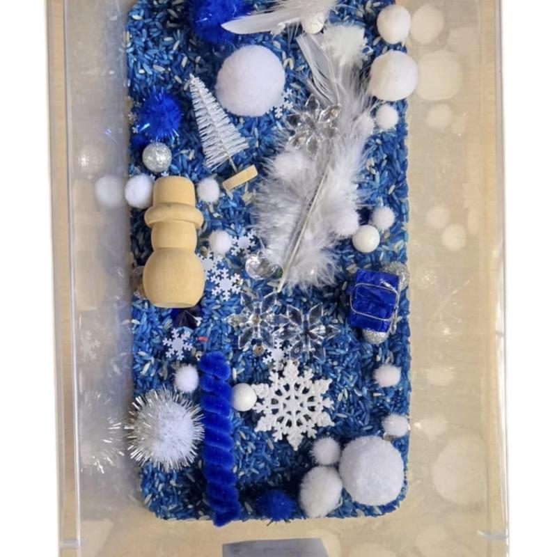 Winter Wonderland sensory rice, Blue and white complete bin