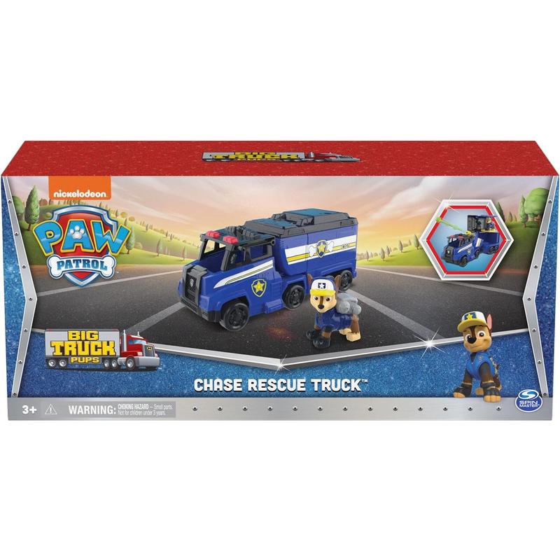 Paw Patrol, Big Truck Pup’s Chase Transforming Toy Trucks with Collectible Action Figure, Kids Toys for Ages 3 and up