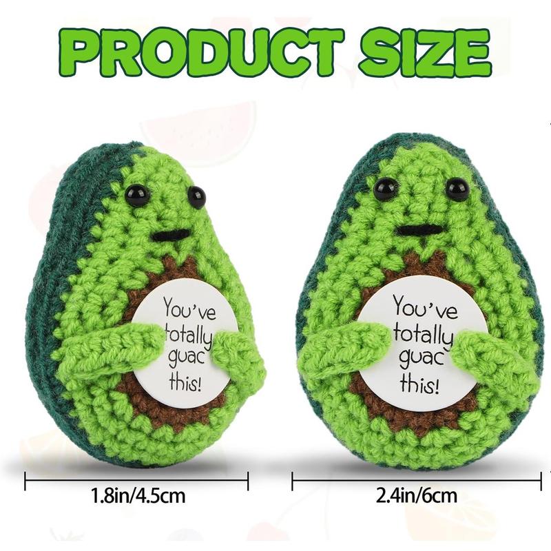 Handmade Emotional Positive Pickle Gift, Cucumber Crochet Doll Inspirational Gifts with Cards, Cute Knitted Cucumber Mini Funny Support Pickle Potato Friend Birthday Gifts (Emotional Pickle)