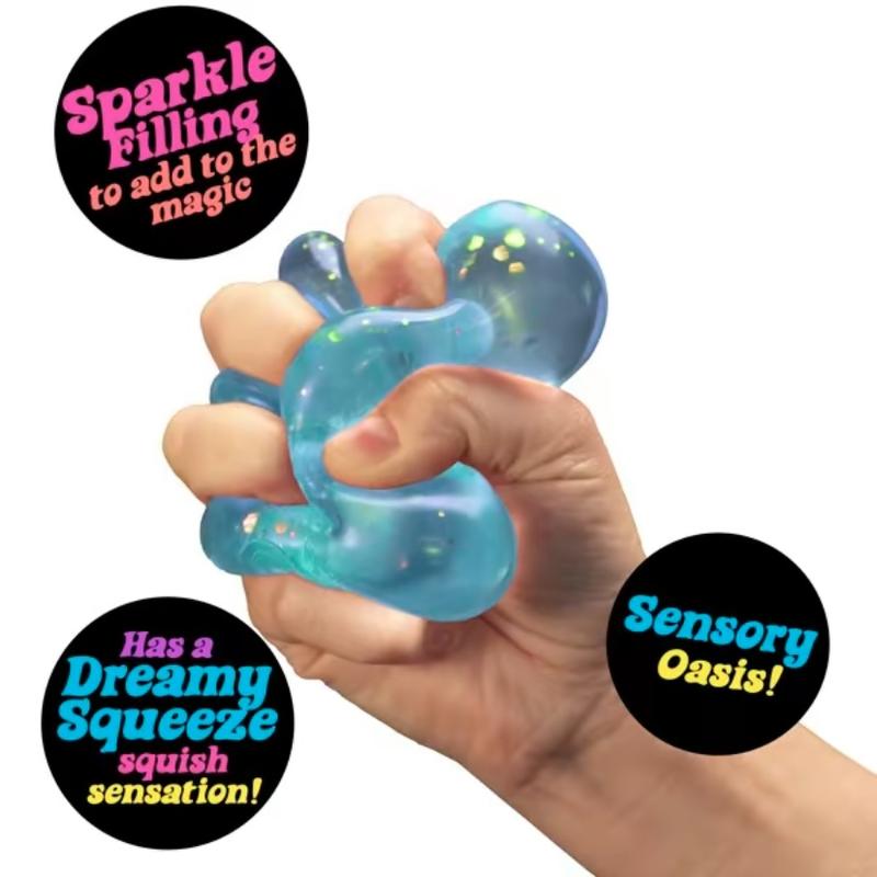 Schylling NeeDoh Nice Cube- Sensory Toy with a Dreamy Smooth Squeeze - Raindrop Shape in Assorted Colors Blue, Pink, and Purple - One Random Color