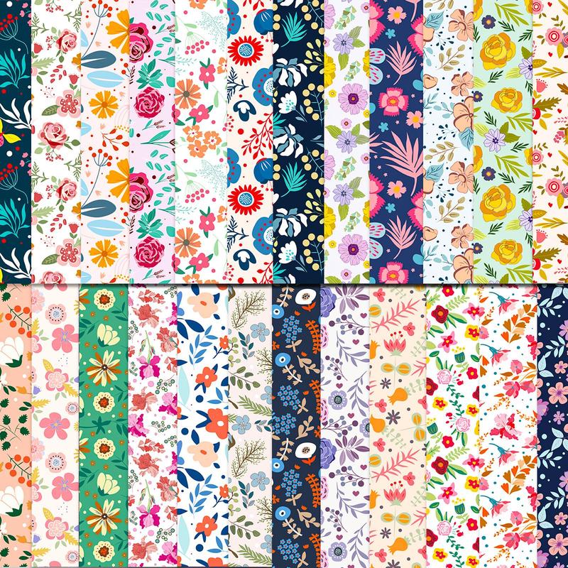 24pcs set Rural Floral Pattern Decorative Craft Paper, Aesthetics Decor Paper, DIY Material for Scrapbooking & Journal Making