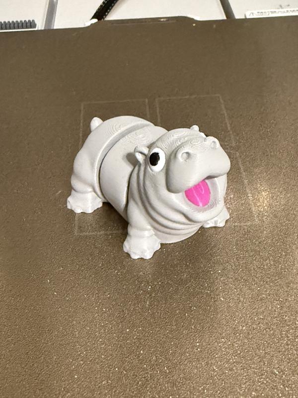 Baby Moo Deng Hippo Flexi Fidget Toy 3D Printed Ornament Stocking Stuffer