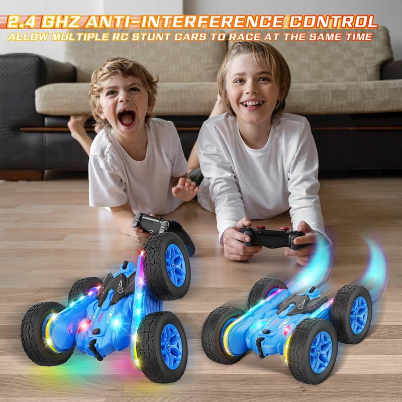 Remote Control Car, Rc Cars Stunt RC Car Toys New Upgraded Strip Lights and Headlights Car Toys Double-Sided 360 Rotating 4WD Rc Drift Truck for Boys Girls Birthday Gift (Blue)