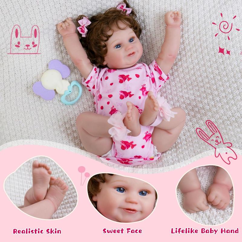 Lifelike Reborn Baby Dolls Girl-20- Inch Reborn Baby Dolls with Hair Baby Doll That Looks Real Girl Cloth Body Baby Dolls with Complete Accessories for Kids 3+, Lovely& Pretty Girls