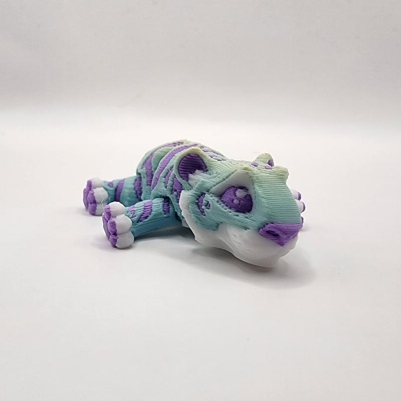 Rainbow Purple Stripe Tiger | 3D Printed Articulating Figurine Great Gift and Desk Figure