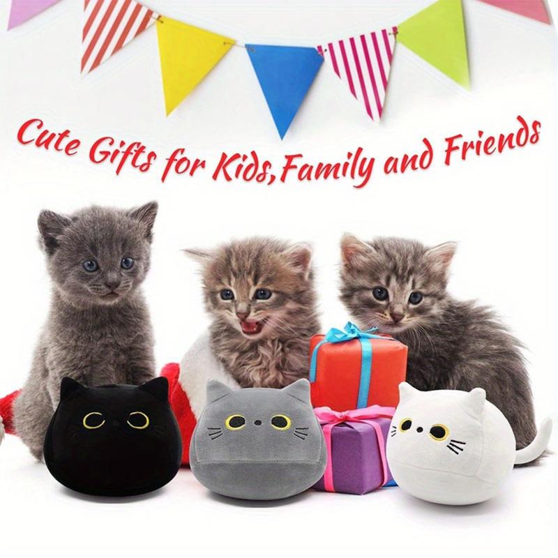 1 4Pcs 3D Cat Plush, Soft Cute Cat, Plush Stuffed Animal Kawaii Cushion for Home Decor, Birthdays, Valentine's Day, Accessories