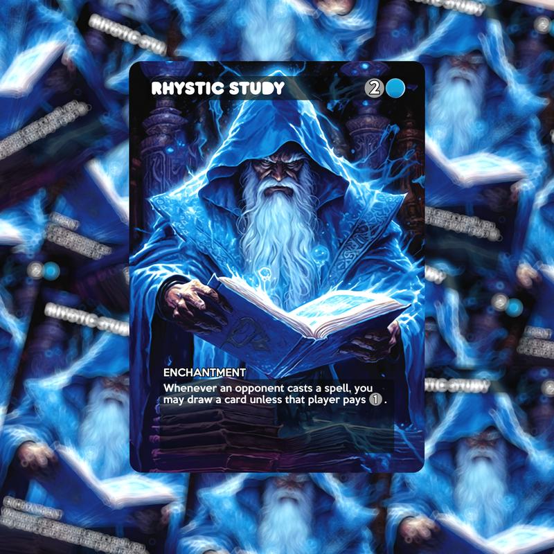 Rhystic Study Proxy Playset - (4 Copies) Perfect for Your Commander Deck