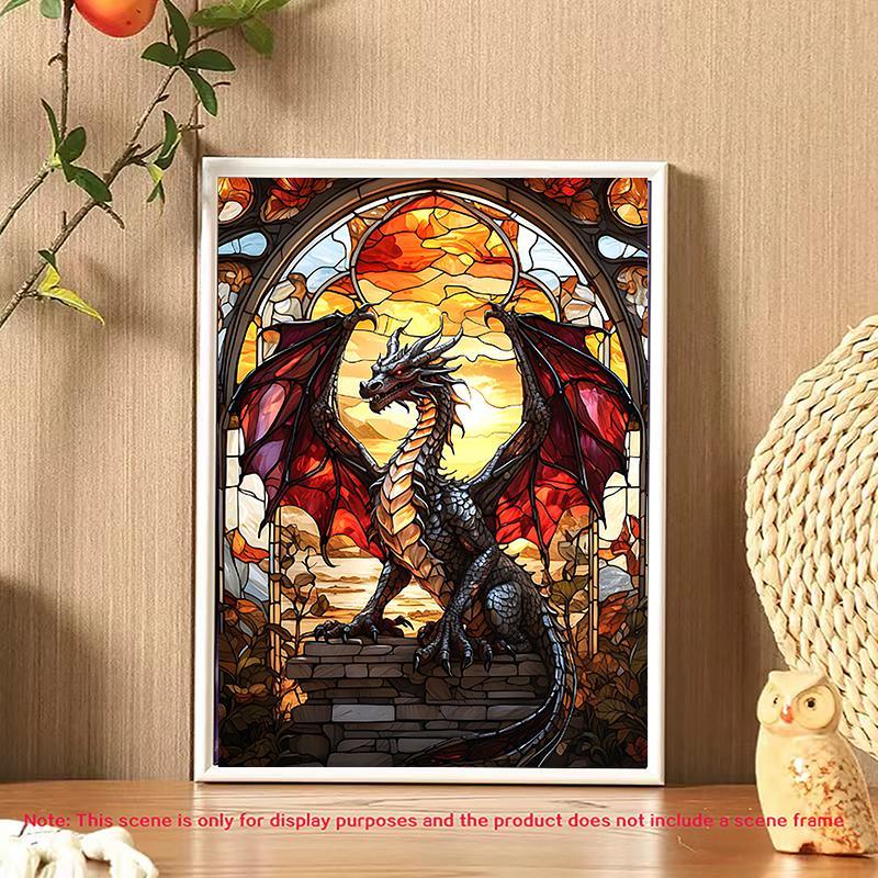 5D DIY Diamond Arts Colorful Painting Kit, Dragon Pattern Diamond Arts Colorful Painting without Frame, DIY Decor Painting for Bedroom