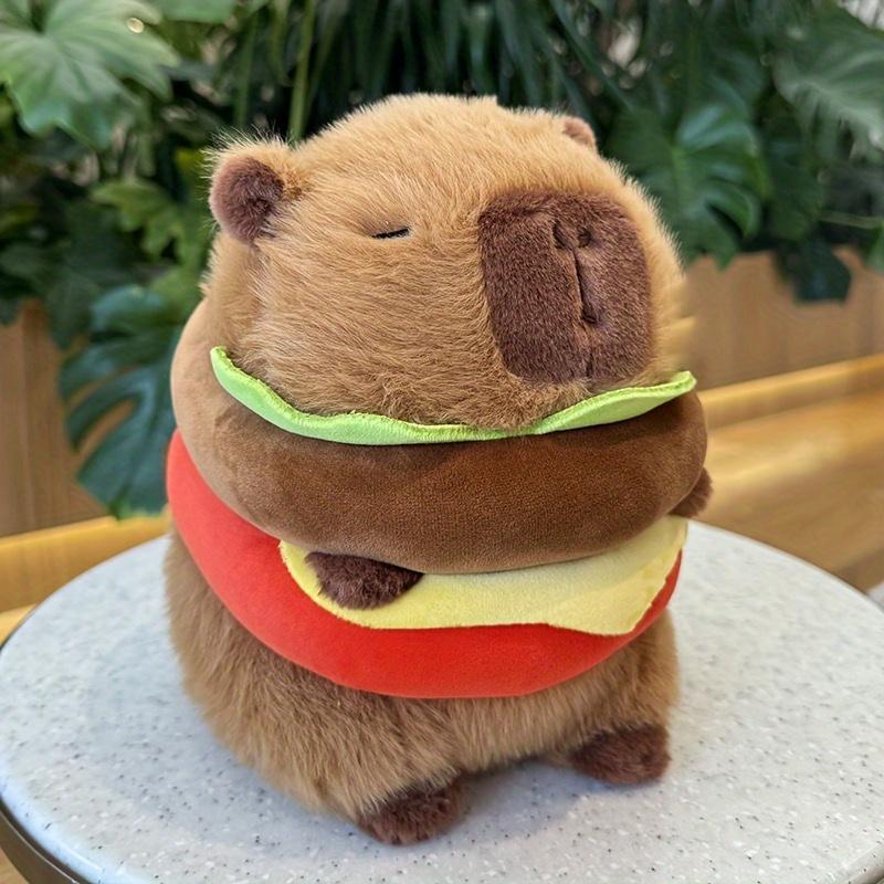 20cm 7.87inch Hamburger-Shaped Capybara Plush Toy - Soft, Cuddly, and Adorable Stuffed Animal - Unique Gift for Birthdays, Thanksgiving, and Christmas Celebrations