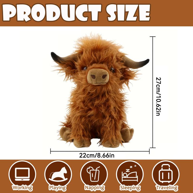 Highland Cow Plush Toy, 1 Count Cute Stuffed Animal Toy, Soft Plush Toy, Comfortable Hand Feel, Best Home Decoration, Christmas Gift