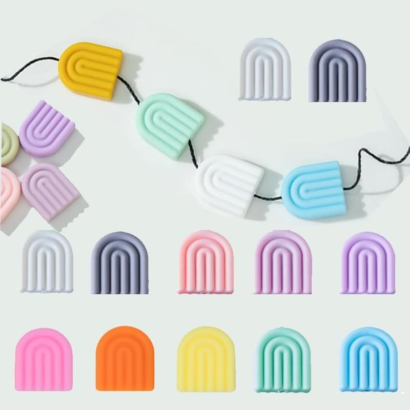 Silicone Rainbow Arch Shaped Bead, 10pcs DIY Jewelry Making Supplies for Bracelet Necklace Keychain Phone Chain