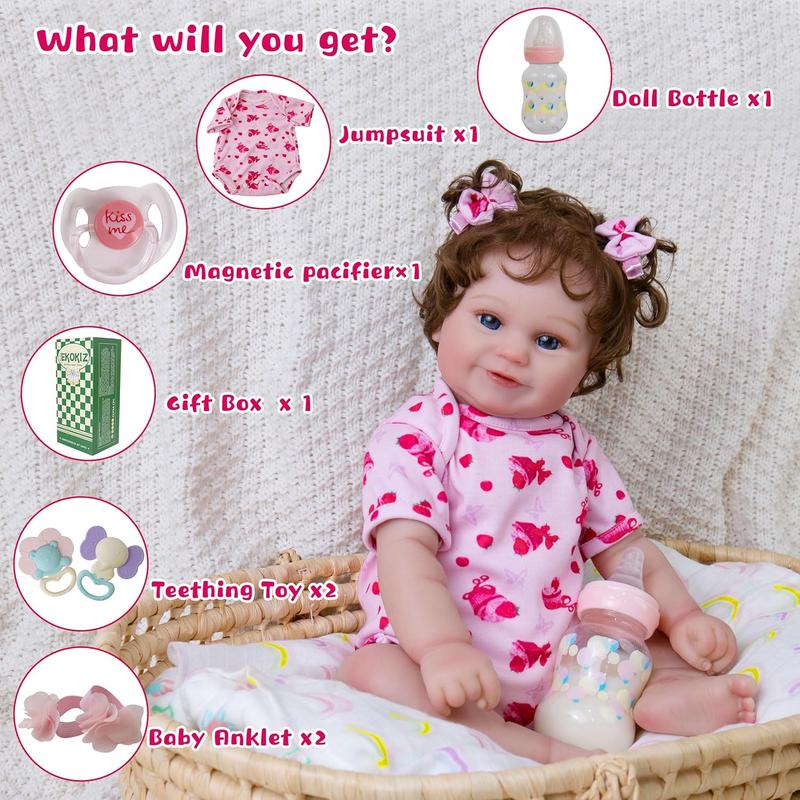 Lifelike Reborn Baby Dolls Girl-20- Inch Reborn Baby Dolls with Hair Baby Doll That Looks Real Girl Cloth Body Baby Dolls with Complete Accessories for Kids 3+, Lovely& Pretty Girls