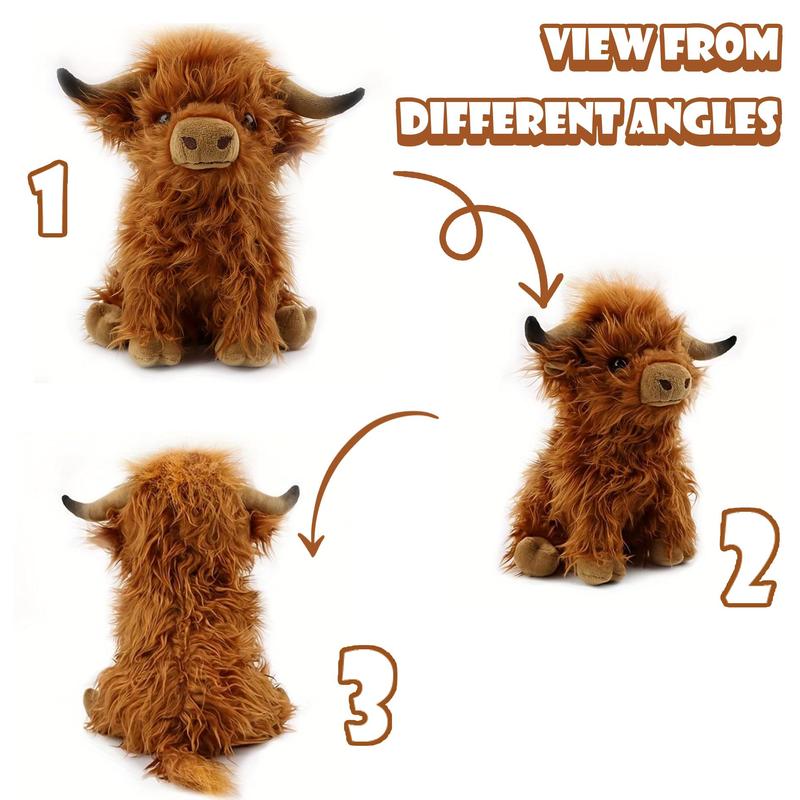 Highland Cow Plush Toy, 1 Count Cute Stuffed Animal Toy, Soft Plush Toy, Comfortable Hand Feel, Best Home Decoration, Christmas Gift