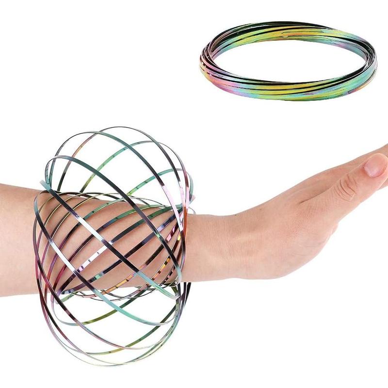 Geometric Portable Magic Fashion Flow Bracelet - Easy to Use - 3D Bracelet Spiral Toy, Spinning Bracelet Spiral for Children and Adults Stress Relief Calming Sensory Dance Toy Festival Toy Kinetic Art