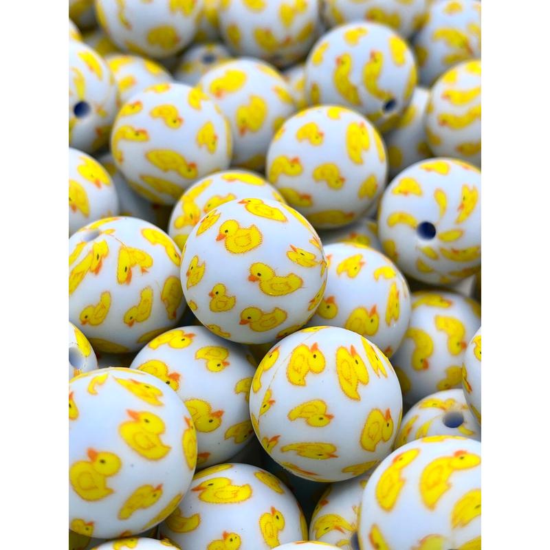 So Duckin' Cute Printed Silicone Beads | Duck Beads | Animal Beads