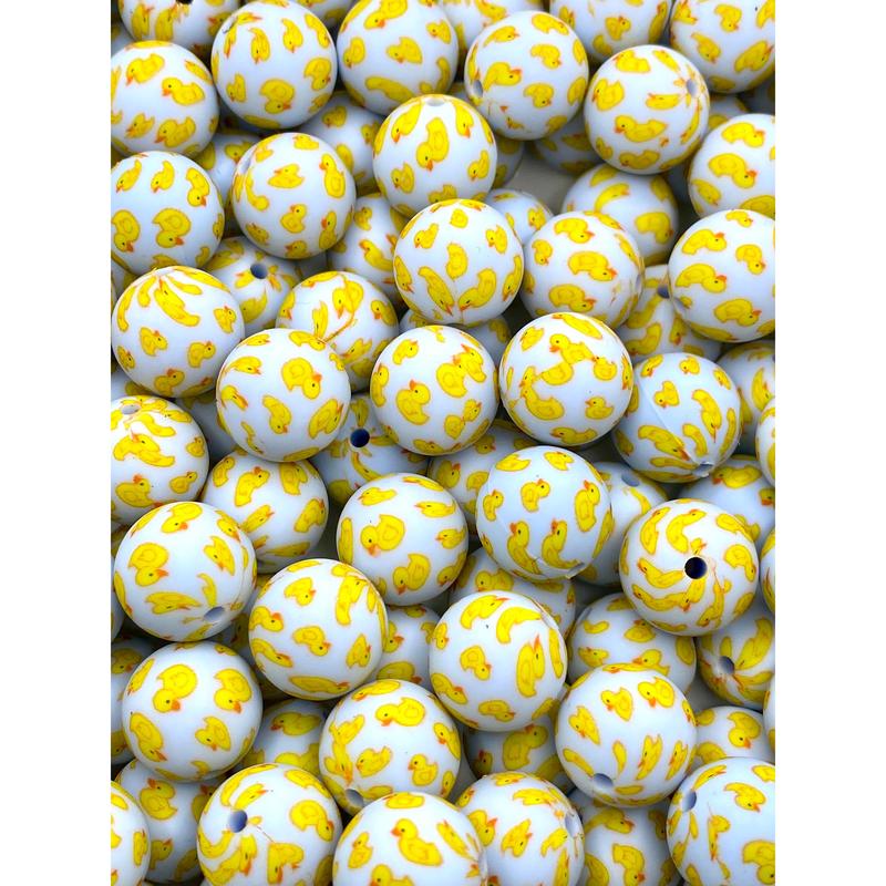 So Duckin' Cute Printed Silicone Beads | Duck Beads | Animal Beads