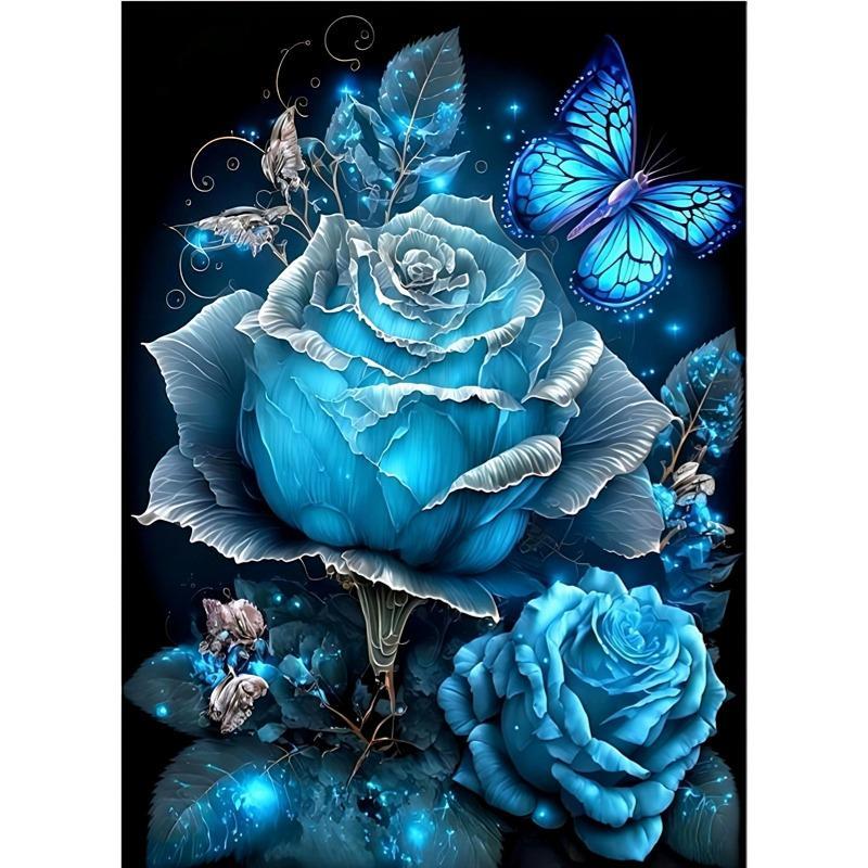 Artificial Diamond Arts Colorful Painting Kit, 1 Set Rose & Butterfly DIY Rhinestone Embroidery Set, Embroidery Painting without Frame for Home Wall Decor