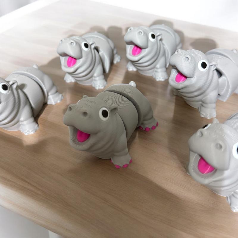 Baby Moo Deng Hippo Flexi Fidget Toy 3D Printed Ornament Stocking Stuffer