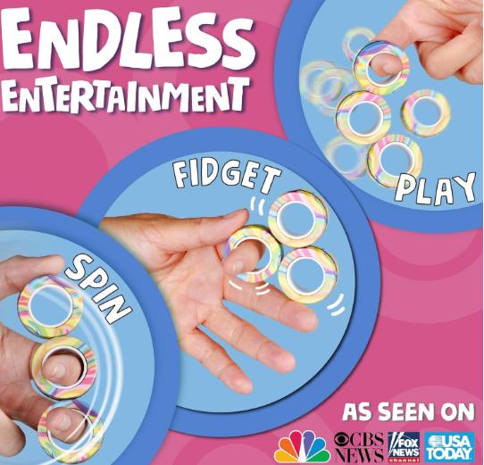 Stocking Stuffers for Teens - Magnetic Rings - Fidget Toys Adults - Magnetic Fidget Rings - Stocking Stuffers for Adults - Addictive Fidget Toy for Boys & Girls - Great Teen Gift - Multicolor