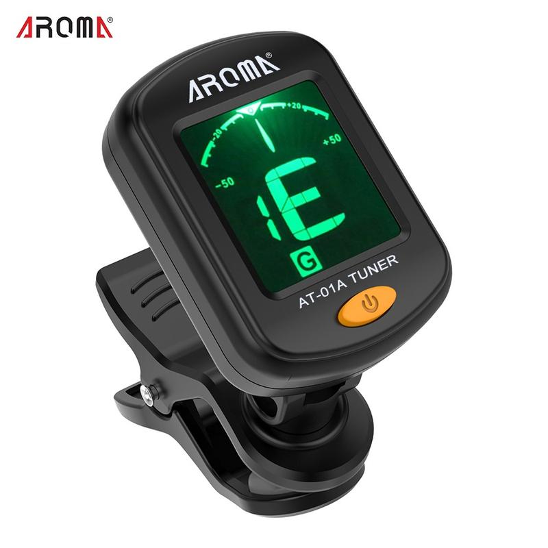 AROMA AT-01A Clip-on Guitar Tuners, (1 2 3Pcs Optional), with LCD Display, 440Hz, For Chromatic Acoustic Electric Guitar Bass, Ukulele Banjo Violin