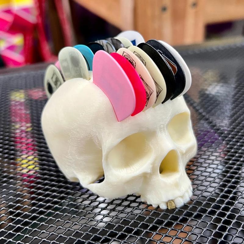 Mega Mohawk Skull Guitar Pick Holder - Holds 21 Picks for Music Lovers