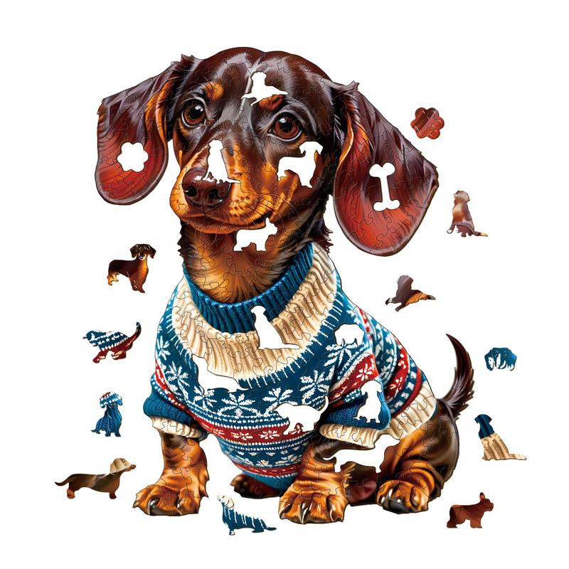 Trendy Dachshund Wooden Jigsaw Puzzle - Classic & Novelty Toy