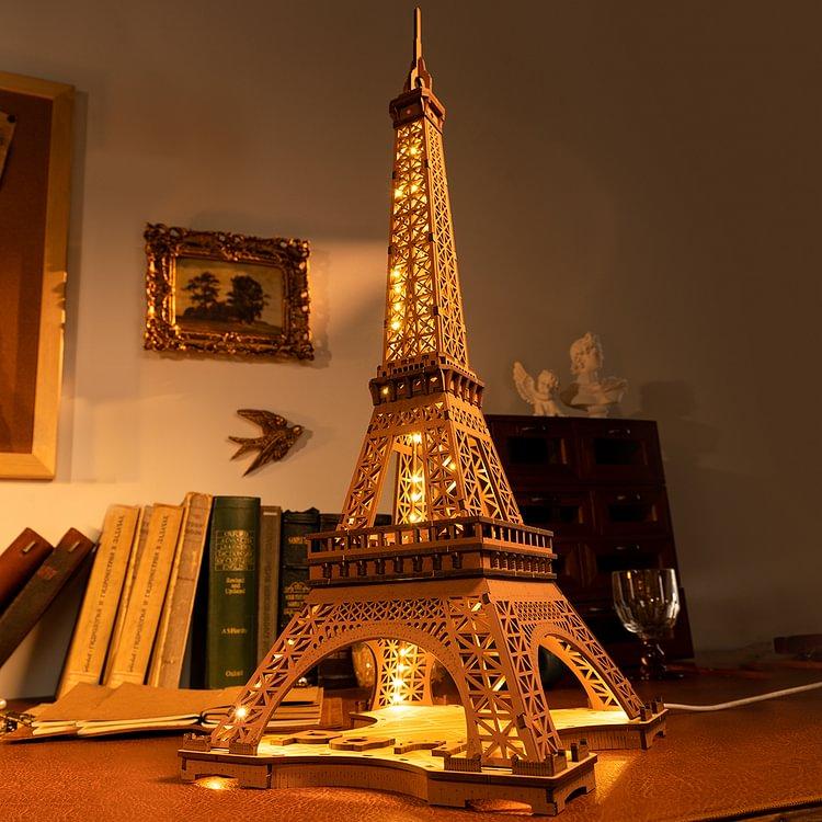 Rolife Eiffel Tower,3D Puzzle Model Kits for Adults,DIY 3D Wooden Puzzles for Adults,Builing Set with LED,Home Decoration Festival Gift Idea